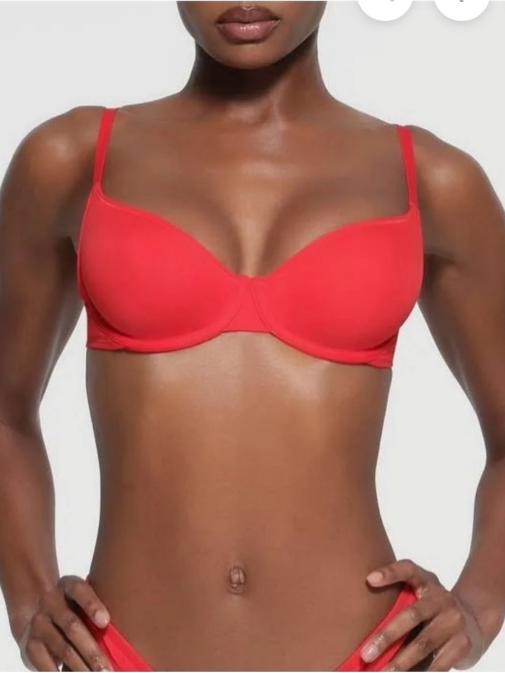 SKIMS Red Smooth Full Coverage Swim Top in Ruby
